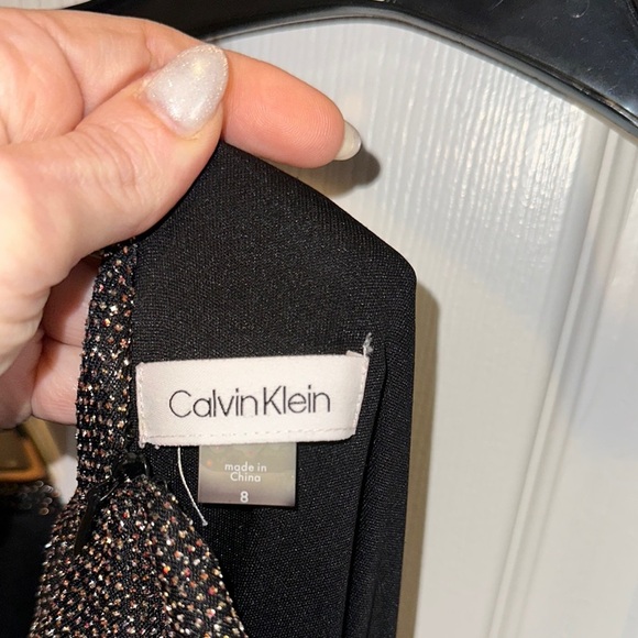 Calvin Klein Silver Sequin Maxi Dress Sleeveless V-Neck - Picture 7 of 7